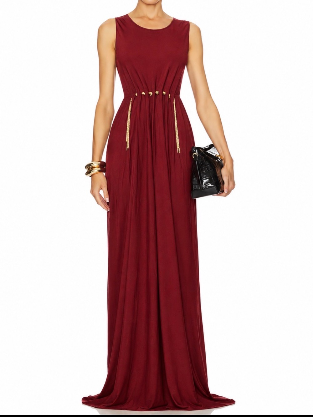 Lanvin Bordeaux Chain Column Gown Dress